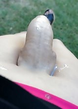 A Well Hung TS Girl cums all over her own cock and hands
