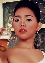 Red white and blue petite ladyboy Amor