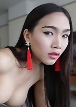 Busty and big cocked Thai Ladyboy opens ass for tourist after date